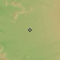Shaded relief of the 54 km around Púa, drawn from the GMTED2010 grid