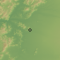 Shaded relief of the 55 km around Pueblecillo, drawn from the GMTED2010 grid