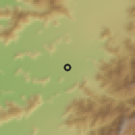 Shaded relief of the 55 km around Pueblo Hundido, drawn from the GMTED2010 grid