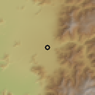 Shaded relief of the 55 km around Puente Alto, drawn from the GMTED2010 grid