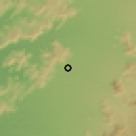 Shaded relief of the 55 km around Puente Alto, drawn from the GMTED2010 grid