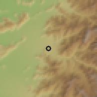 Shaded relief of the 55 km around Puente Negro, drawn from the GMTED2010 grid