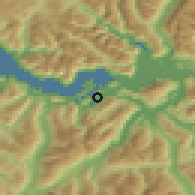 Shaded relief of the 51 km around Puerto Chacabuco, drawn from the GMTED2010 grid