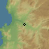 Shaded relief of the 56 km around Algarrobito, drawn from the GMTED2010 grid