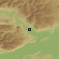 Shaded relief of the 51 km around Puerto Ibáñez, drawn from the GMTED2010 grid