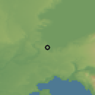 Shaded relief of the 53 km around Puerto Varas, drawn from the GMTED2010 grid