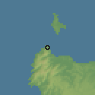 Shaded relief of the 54 km around Punta Lavapié, drawn from the GMTED2010 grid