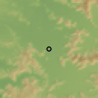 Shaded relief of the 55 km around Pupilla, drawn from the GMTED2010 grid
