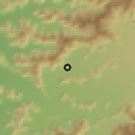 Shaded relief of the 55 km around Cancha el Almendro, drawn from the GMTED2010 grid