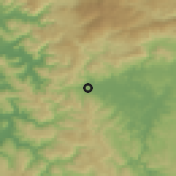 Shaded relief of the 54 km around Purén, drawn from the GMTED2010 grid