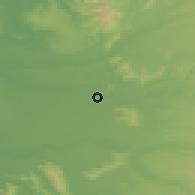 Shaded relief of the 54 km around Quepe, drawn from the GMTED2010 grid