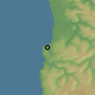 Shaded relief of the 54 km around Quidico, drawn from the GMTED2010 grid