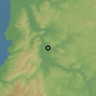 Shaded relief of the 54 km around Quilacoya, drawn from the GMTED2010 grid