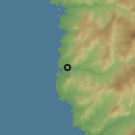 Shaded relief of the 56 km around Quilimarí, drawn from the GMTED2010 grid