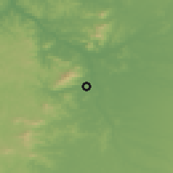 Shaded relief of the 54 km around Quillón, drawn from the GMTED2010 grid