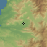 Shaded relief of the 56 km around Quillota, drawn from the GMTED2010 grid