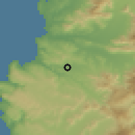 Shaded relief of the 55 km around Quilpué, drawn from the GMTED2010 grid