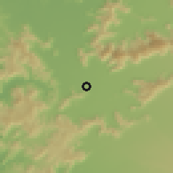 Shaded relief of the 55 km around Quinahue, drawn from the GMTED2010 grid