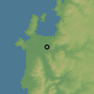 Shaded relief of the 54 km around Quinchamalí, drawn from the GMTED2010 grid