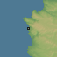 Shaded relief of the 55 km around Quintay, drawn from the GMTED2010 grid