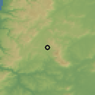 Shaded relief of the 55 km around Quirihue, drawn from the GMTED2010 grid