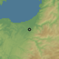 Shaded relief of the 54 km around Ramadillas, drawn from the GMTED2010 grid