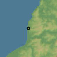 Shaded relief of the 55 km around Rancura, drawn from the GMTED2010 grid