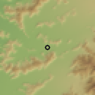 Shaded relief of the 55 km around Rastrojos, drawn from the GMTED2010 grid