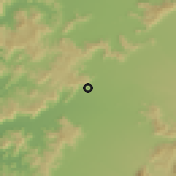 Shaded relief of the 55 km around Rauco, drawn from the GMTED2010 grid