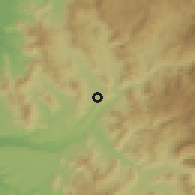 Shaded relief of the 56 km around Recoleta, drawn from the GMTED2010 grid