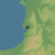 Shaded relief of the 54 km around Cantarrana, drawn from the GMTED2010 grid