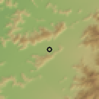 Shaded relief of the 55 km around Rinconada de Manantiales, drawn from the GMTED2010 grid