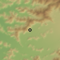 Shaded relief of the 55 km around Rinconada de Parral, drawn from the GMTED2010 grid