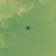 Shaded relief of the 53 km around Río Bueno, drawn from the GMTED2010 grid