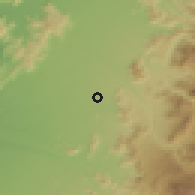 Shaded relief of the 55 km around Río Claro, drawn from the GMTED2010 grid