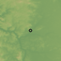 Shaded relief of the 54 km around Río Claro, drawn from the GMTED2010 grid