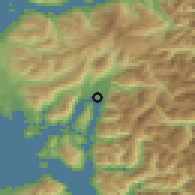 Shaded relief of the 53 km around Río Negro, drawn from the GMTED2010 grid