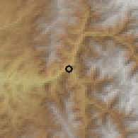 Shaded relief of the 56 km around Rivadavia, drawn from the GMTED2010 grid