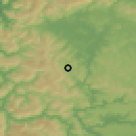 Shaded relief of the 54 km around Capitán Pastene, drawn from the GMTED2010 grid