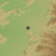 Shaded relief of the 55 km around Romeral, drawn from the GMTED2010 grid