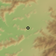 Shaded relief of the 55 km around Caracoles, drawn from the GMTED2010 grid
