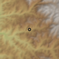 Shaded relief of the 56 km around San Agustín, drawn from the GMTED2010 grid