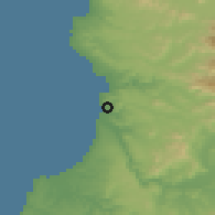 Shaded relief of the 55 km around San Antonio, drawn from the GMTED2010 grid