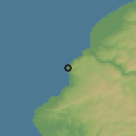Shaded relief of the 55 km around San Antonio, drawn from the GMTED2010 grid