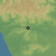 Shaded relief of the 54 km around Carahue, drawn from the GMTED2010 grid
