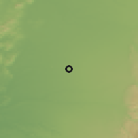 Shaded relief of the 54 km around San Carlos, drawn from the GMTED2010 grid