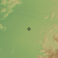 Shaded relief of the 55 km around San Clemente, drawn from the GMTED2010 grid