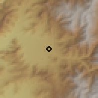 Shaded relief of the 56 km around San Esteban, drawn from the GMTED2010 grid
