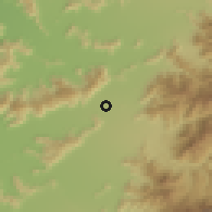 Shaded relief of the 55 km around San Fernando, drawn from the GMTED2010 grid
