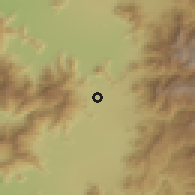 Shaded relief of the 55 km around San Francisco de Mostazal, drawn from the GMTED2010 grid